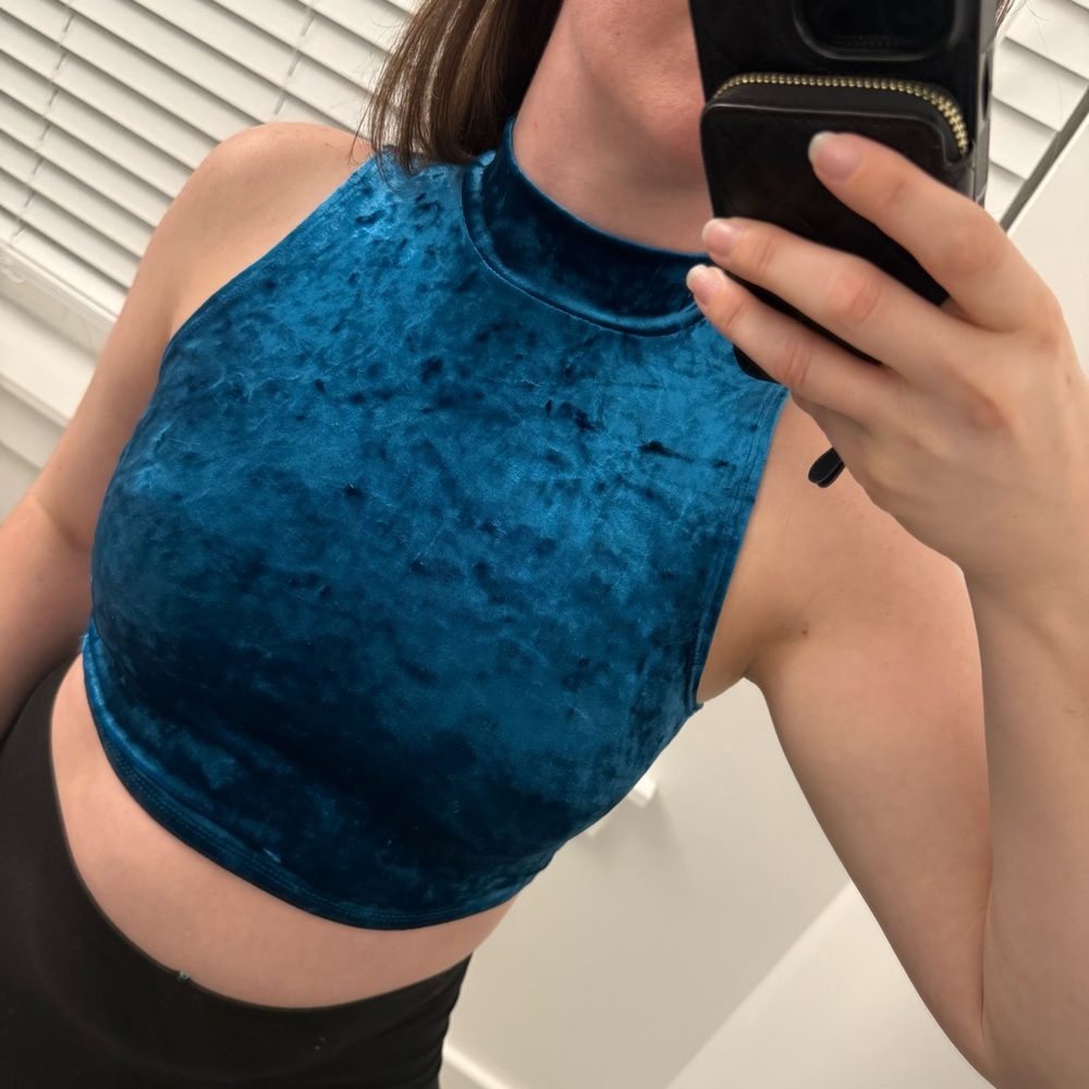 Crush Velvet Blue Crop Top Size S